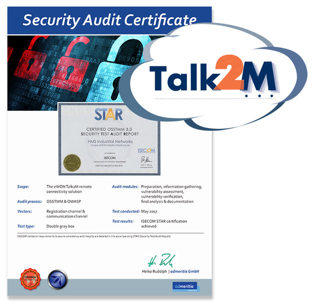 eWON® Talk2M er ISECOM STAR Security certificeret